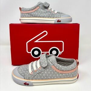 See Kai Run Child Kristin Sneakers Gray Polka Dot Jersey Fabric Shoes Toddler 13